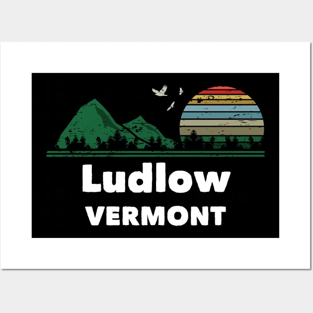 Mountain Sunset Flying Birds Outdoor Ludlow Vermont Wall Art by greenrepublicmerch